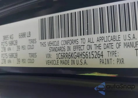 2017 Ram 1500 Express 4X2 5'7 Box z USA, uszkodzony, nr VIN 1C6RR6KG4HS615264